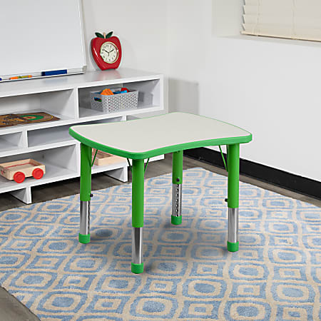 Flash Furniture 27"W Rectangular Plastic Height-Adjustable Activity Table, Green