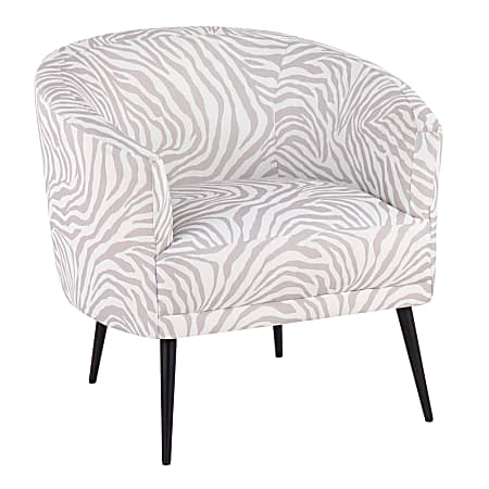 LumiSource Tania Contemporary/Glam Accent Chair, Black/Gray Zebra