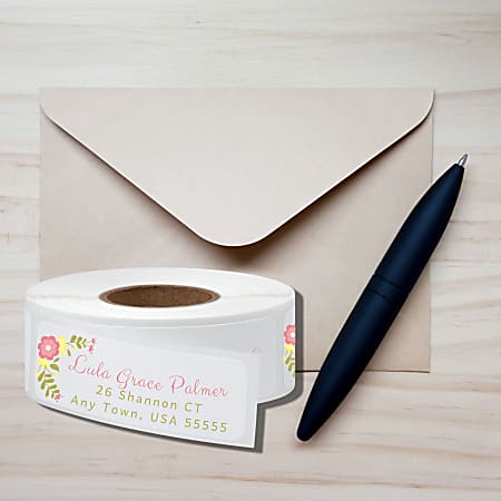 Personalized Custom Printed, Return Roll Address Labels, White, 2-1/2" x 3/4", Roll Of 250