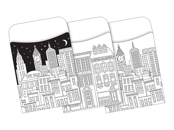 Barker Creek Peel & Stick Library Pockets, Color Me! Cityscapes, Pack Of 30