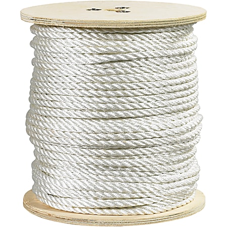 Office Depot® Brand Twisted Polyester Rope, 1,320 Lb, 1/4" x 600', White