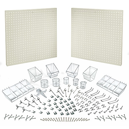 Azar Displays 125-Piece Pegboard Organizer Kit, 24" x 48", White