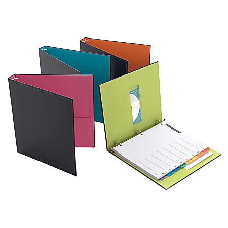 Office Depot® Brand Fashion 3-Ring Binder, 1" Round Rings, Assorted Colors