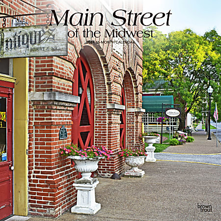 2024 Brown Trout Monthly Square Wall Calendar, 12" x 12", Main Street of the Midwest, January To December