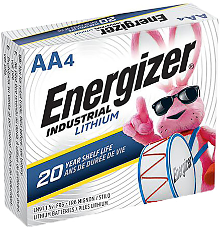 Energizer® Industrial Lithium AA Batteries, Pack Of 4 Batteries, L91