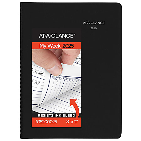 2025 AT-A-GLANCE® DayMinder® Weekly Appointment Book Planner, 8" x 11", Black, January 2025 To December 2025,