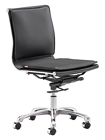 Zuo® Modern Lider Plus Armless Low-Back Office Chair, Black/Chrome