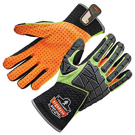Ergodyne ProFlex 925F(x) Standard Dorsal Impact-Reducing Gloves, Medium, Lime