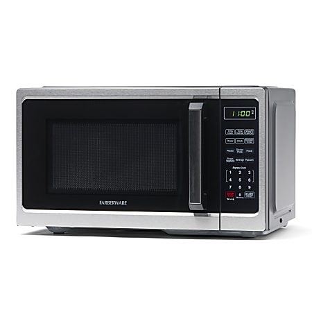 Farberware Classic 0.9 Cu Ft 900 Watt Microwave Stainless SteelBlack FM09SS Office Depot