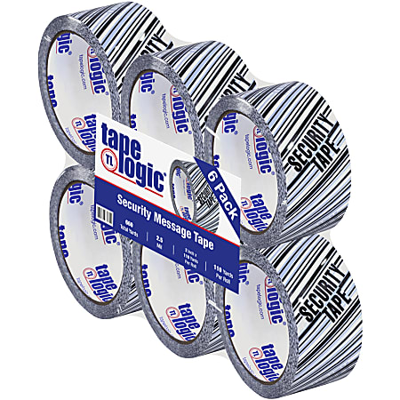 Tape Logic® Security Tape, Security Tape, 2" x 110 Yd., Black/White, Case Of 6