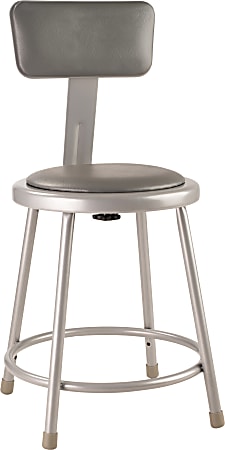 National Public Seating Vinyl-Padded Stool With Back, 18"H, Gray