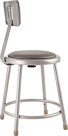 National Public Seating Vinyl Padded Stool With Back 18 H Gray - Office ...