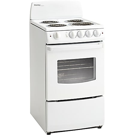 Danby Designer 20" Electric Range - 20" - Single Oven x Oven(s) - 4 x Cooking Element(s) - Electric Coil - Lift Up Porcelain Cooktop - 17.95 gal Primary Oven - Electric Oven - Freestanding - White
