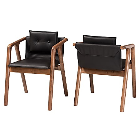 Baxton Studio Marcena Dining Chairs, Black/Walnut Brown, Set Of 2 Chairs