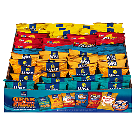 Wise Foods Grab & Snack Variety Pack, Pack Of 50 Bags