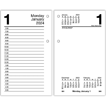 2024 AT-A-GLANCE® Daily Loose-Leaf Desk Calendar Refill, 3-1/2" x 6", January to December 2024