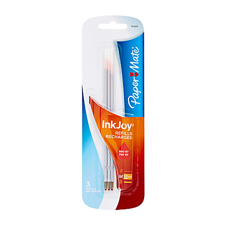 Paper Mate® InkJoy Ballpoint Pen Refills, Long Refill, Medium Point, 1.0 mm, Red Ink, Pack Of 3