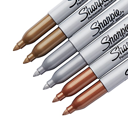 Sharpie Metallic Markers BronzeGoldSilver Pack Of 6 Markers - Office Depot