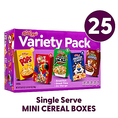 Kelloggs Cereal Assortment Pack Pack Of 25 Cereal Boxes - ODP