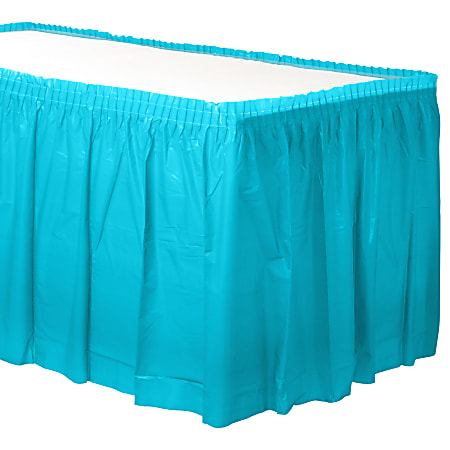 Amscan Plastic Table Skirts, Caribbean Blue, 21’ x 29”, Pack Of 2 Skirts
