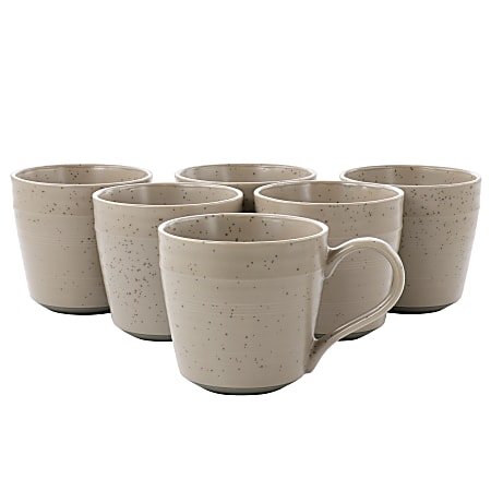 Bee and Willow Milbrook 6-Piece Stoneware Mug Set, 15 Oz, Mocha