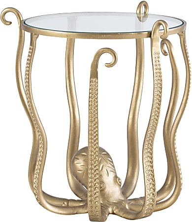 Powell Paranya Octopus Side Table, 22"H x 20"W x 20"D, Gold/Clear