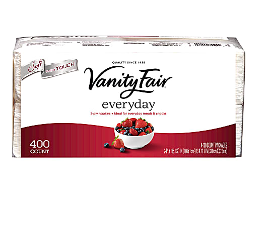 Vanity Fair® Everyday Napkins, 2 Ply, 13" x 12 3/4", White, 400 Sheets