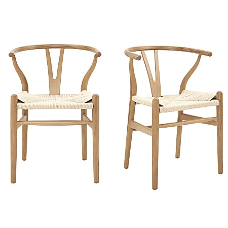 Eurostyle Evelina Side Chairs, Natural/Natural, Set Of 2 Chairs
