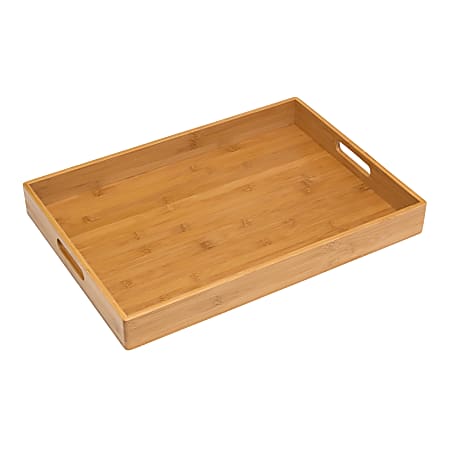 Lipper Solid Bamboo Tray, 2-1/4”H x 19-3/4”W x 13-3/4”D, Brown