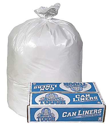 Pitt Plastics Mighty Tough 0.75-mil Can Liners, 20 - 30 Gallons, 30" x 36", White, 25 Bags Per Roll, Case Of 8 Rolls