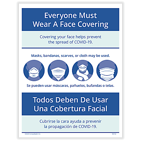 ComplyRight™ Coronavirus And Health Safety Posting Notices, Everyone Must Wear A Face Covering, English, 8-1/2" x 11", Set Of 3 Notices