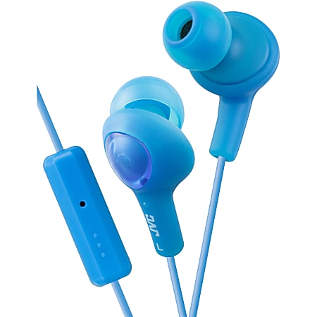 JVC Gumy Plus Inner Ear Headphones With Remote & Mic - Stereo - Wired - 16 Ohm - 10 Hz - 20 kHz - Earbud - Binaural - Open - 3.28 ft Cable - Blue