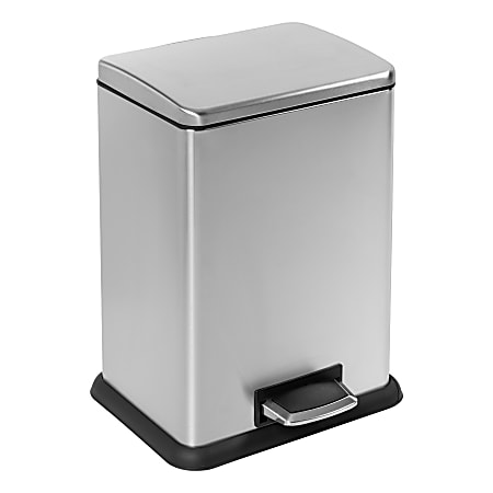 Honey Can Do Tall And Wide Stainless Steel Step Trash Can With Lid, 58L, Silver