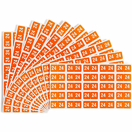 Smead® ETS Color-Coded Year Labels, SMD67924, 1/2" x 1", Orange, 25 Labels Per Sheet, Pack Of 10 Sheets