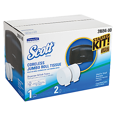 Scott® Coreless JRT Bathroom Tissue Dispenser Starter Kit, Smoke