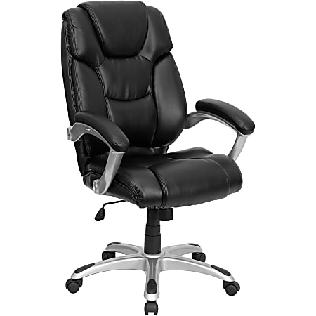 Flash Furniture Ergonomic LeatherSoft High-Back Layered Upholstered Executive Office Chair, Black, GO931HBK