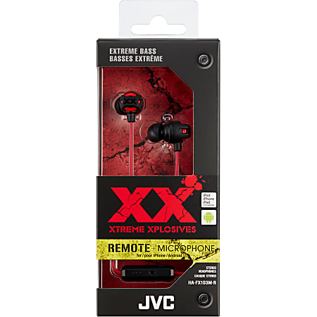 JVC Xtreme Xplosives Wired Earbud Headphones BlackRed HA FX103M