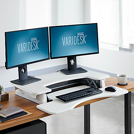 VariDesk Pro Plus 36 White Manual Standing Desk Riser 17 12 H x 36