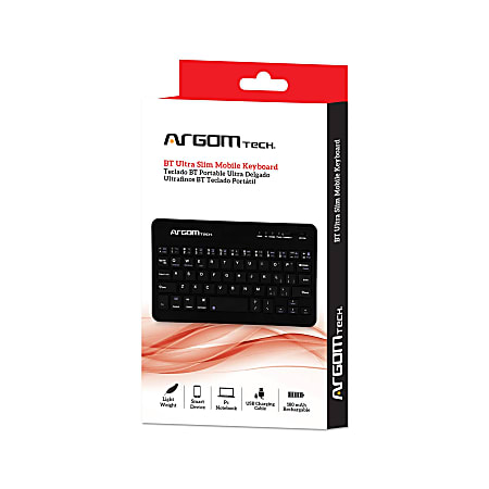 Argom Tech Ultra Slim Mobile Wireless Bluetooth Keyboard, Compact, Black, A00180