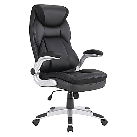Office Star™ Ergonomic Leather High-Back Executive Office Chair, Black/Silver