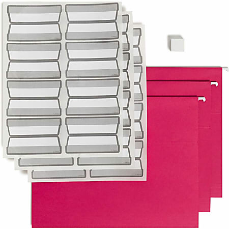 Colored Hanging File Folders with ProTab Kit, Letter Size, 1/3-Cut, Red