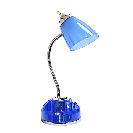 LimeLights Flossy Organizer Desk Lamp With Charging Base, Blue Shade/Blue Base