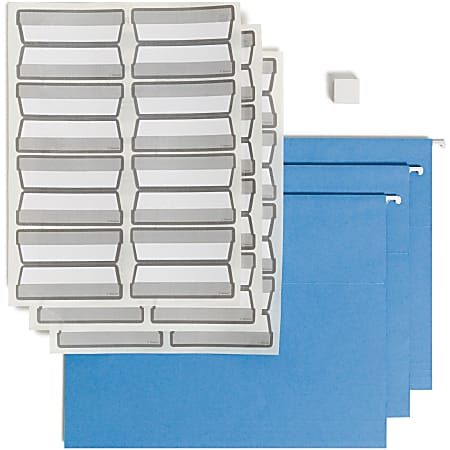 Smead ProTab® Filing System With 20 Hanging File Folders, 24 ProTab 1/3-Cut Tab Labels And Eraser, Letter Size, Blue