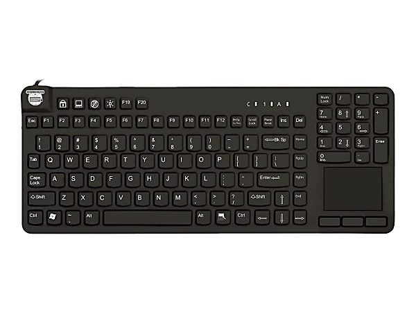 Man & Machine Really Cool Touch Keyboard - Computer, Workstation - Industrial Silicon Rubber Keyswitch - Hygienic Black - RCTLP/BKL/B5