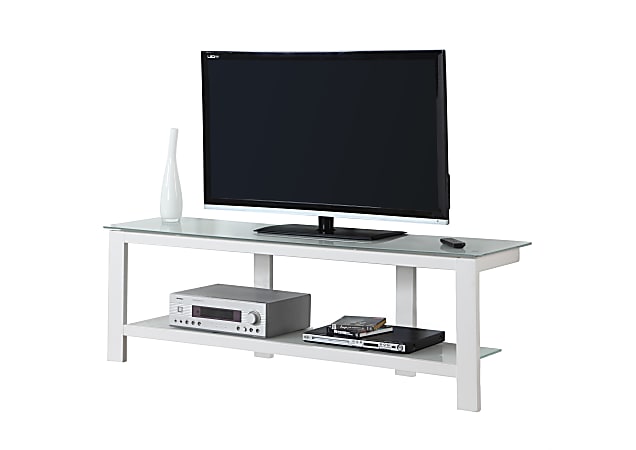 Monarch Specialties Glass TV Stand For Flat-Screen TVs Up To 60", White