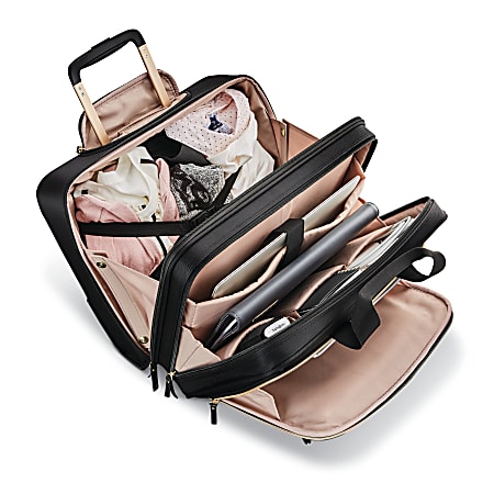 Samsonite leather rolling store mobile office laptop briefcase