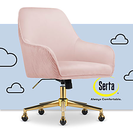 Serta Chloe Ergonomic Fabric Mid Back Home Office Chair Pink Office Depot