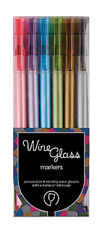 Office Depot® Brand Wine Glass Markers, Thin Point, Assorted Ink Colors, Pack Of 6