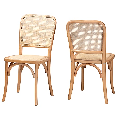 Baxton Studio Neah Dining Chairs, Beige/Natural Brown, Set