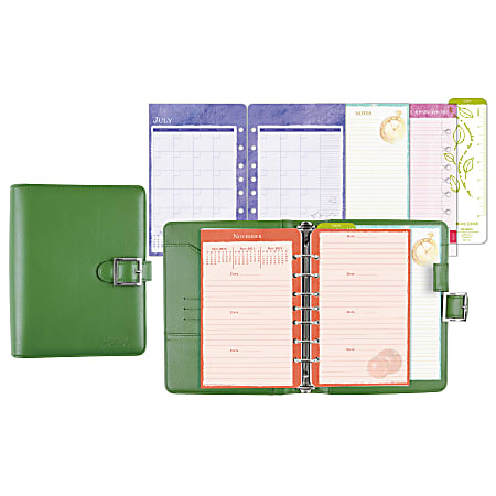 Day-Timer® Flavia® Organizer Starter Set, 5 1/2" x 8 1/2", Green
